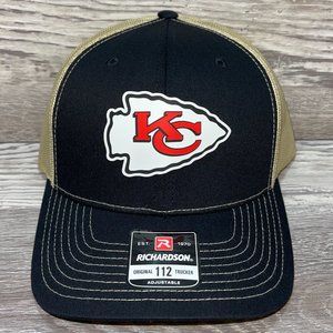 Kansas City Chiefs 3D Patch Snapback Trucker Hat- Black/ Vegas Gold